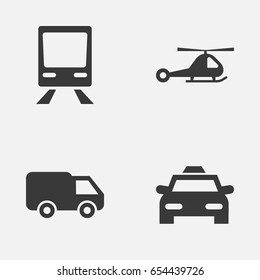 Transport Icons Set. Collection Of Chopper, Truck, Cab And Other Elements. Also Includes Symbols Such As Railway, Taxi, Car.