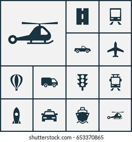 Transport Icons Set. Collection Of Tanker, Truck, Chopper And Other Elements. Also Includes Symbols Such As Cargo, Way, Tram.