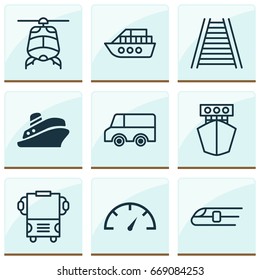 Transport Icons Set. Collection Of Transport, Travel Boat, Metro And Other Elements. Also Includes Symbols Such As Travelling, Vehicle, Yacht.