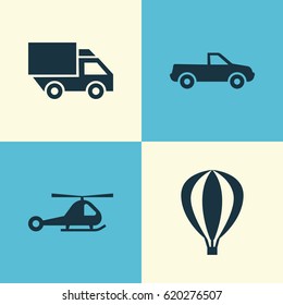 Transport Icons Set. Collection Of Van, Cabriolet, Chopper And Other Elements. Also Includes Symbols Such As Car, Air, Truck.