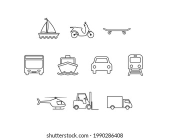Transport icons set line. Vector illustration. White background.