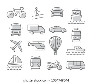 Transport icons set on white background