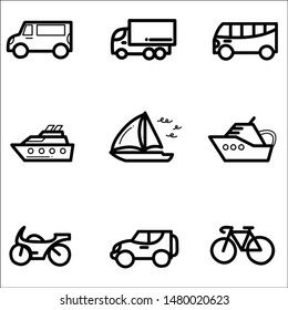 Transport icons set on white background.Vector illustration.