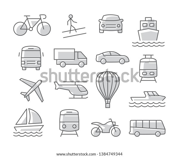 Transport icons set on\
white background