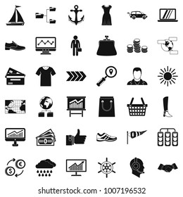 Transport icons set. Simple style of 36 transport vector icons for web isolated on white background