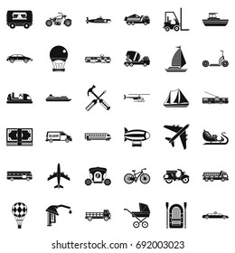 Transport icons set. Simple style of 36 transport vector icons for web isolated on white background