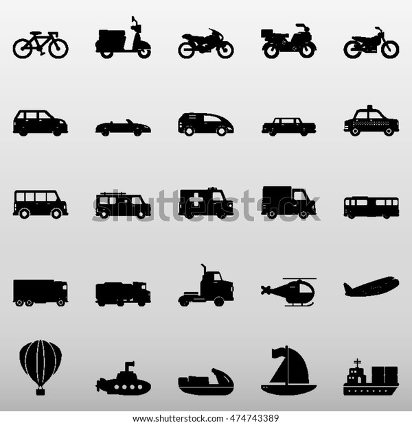 Transport Icons Set Vector\
Illustration