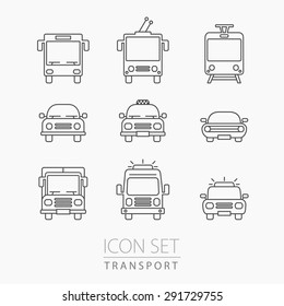 Transport icons set. Vehicle line icons