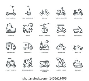 Transport Icons, side view,  Monoline concept
The icons were created on a 48x48 pixel aligned, perfect grid providing a clean and crisp appearance. Adjustable stroke weight. 