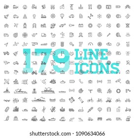 Transport icons, thin line design