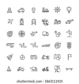 Iconos de transporte, diseño de línea delgada