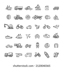 Transport icons, thin line design