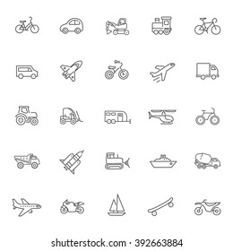 Transport icons, thin line design