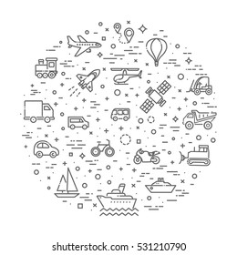 Transport icons, thin line design