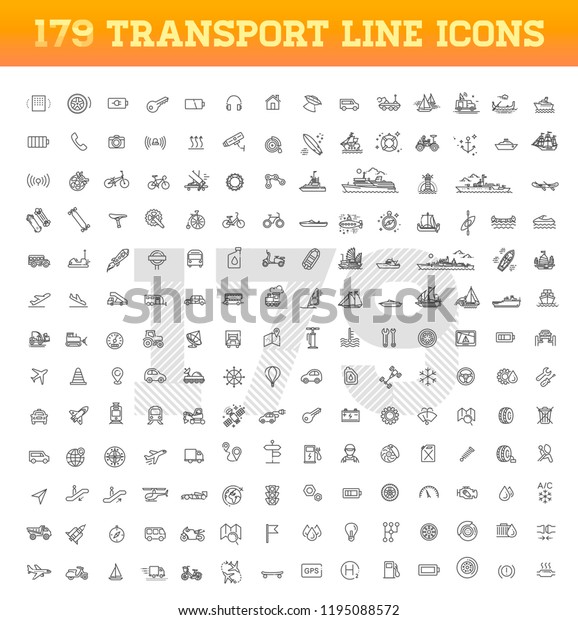 Transport icons, thin line\
design