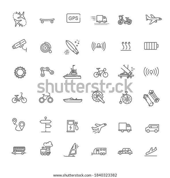 Transport\
icons, thin line design. Vector\
illustration