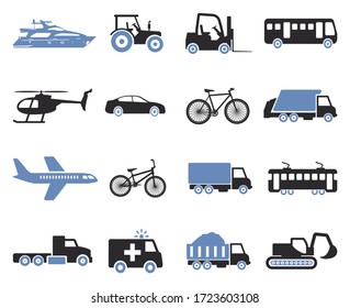 Transport Icons. Two Tone Flat Design. Vector Illustration.