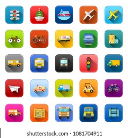 Transport Icons - vector car, ship, truck, vehicle bus - travel icons