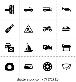 Transport Icons. Vector Collection Filled Transport Icons. Includes Symbols Such As Pickup, Tire Repair, Tire, Bearing, Window Repair. Use For Web, Mobile And Ui Design.