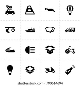 Transport icons. vector collection filled transport icons. includes symbols such as plow, car key, muffler, eco car, hight beem light. use for web, mobile and ui design.