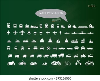 Transport icons.transportation on chalkboard.transportation .logistics.logistic icon.vector illustration.