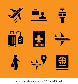 transport, identity, fly and open icon set. Vector illustration for web and design.