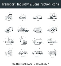 Transport, Industry  Construction Vector Icon Design Set.