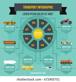 Transport infographic banner concept. Flat illustration of transport infographic vector poster concept for web