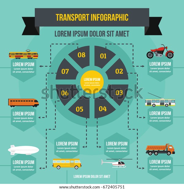 Transport\
infographic banner concept. Flat illustration of transport\
infographic vector poster concept for\
web