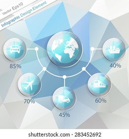 Transport Infographics design element. Template with five options. Vector illustration. Eps10