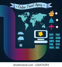 Transport Infographics Online travel Agency. Vector illustration