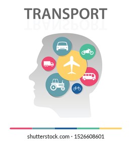 Transport Infographics vector design. Timeline concept include airplane, car, motorcycle icons. Can be used for report, presentation, diagram, web design.