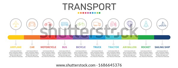 Transport Infographics vector design.\
Timeline concept include airplane, car, motorcycle icons. Can be\
used for report, presentation, diagram, web\
design.