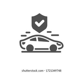 Transport insurance icon. Car risk coverage sign. Vehicle protection symbol. Classic flat style. Quality design element. Simple transport insurance icon. Vector