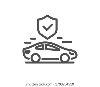 Transport insurance line icon. Car risk coverage sign. Vehicle protection symbol. Quality design element. Editable stroke. Linear style transport insurance icon. Vector