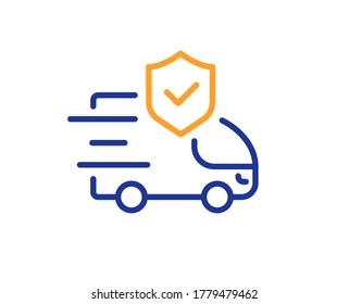 Transport insurance line icon. Car risk coverage sign. Delivery protection symbol. Colorful thin line outline concept. Linear style transport insurance icon. Editable stroke. Vector