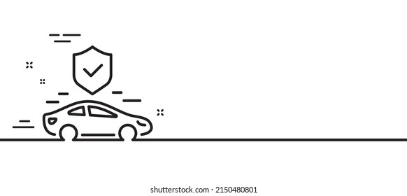 Transport insurance line icon. Car risk coverage sign. Vehicle protection symbol. Minimal line illustration background. Transport insurance line icon pattern banner. White web template concept. Vector