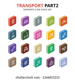 Transport isometric line vector icons set