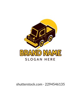 Logotipo isométrico de transporte, Ilustración vectorial isométrica de transporte, icono de Van, logotipo de mensajería