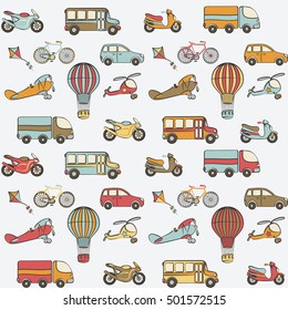 transport kids seamless pattern. vector illustration - eps 8