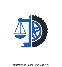 Plantilla de diseño del logotipo del vector de la ley de transporte. Diseño de iconos de balanceo y neumático.	
