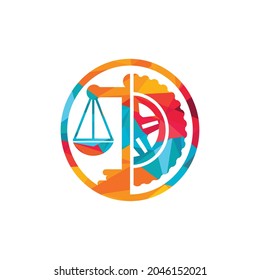 Transport law vector logo design template. Tire and balance icon design.	