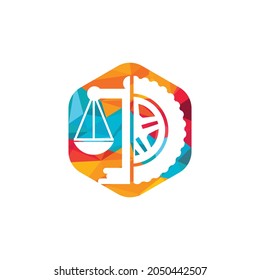 Transport law vector logo design template. Tire and balance icon design.	