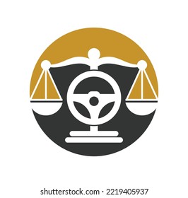 Transport law vector logo design template. Steering and balance icon design.