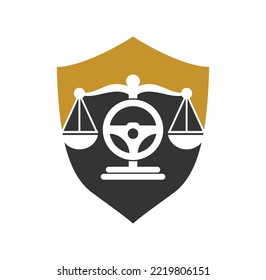 Transport law vector logo design template. Steering and balance icon design.