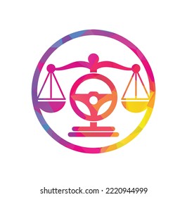 Transport law vector logo design template. Steering and balance icon design.