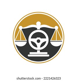 Transport law vector logo design template. Steering and balance icon design.