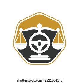 Transport law vector logo design template. Steering and balance icon design.