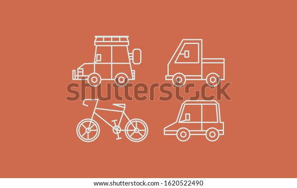 Transport line icon\
set. Set of line icons on color background. Airplane, bicycle, car,\
boats. Travel concept. Vector illustration, isolated. Good for \
tourism, active\
lifestyle