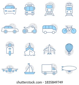 Transport line icons set. Premium symbols isolated on a white background.